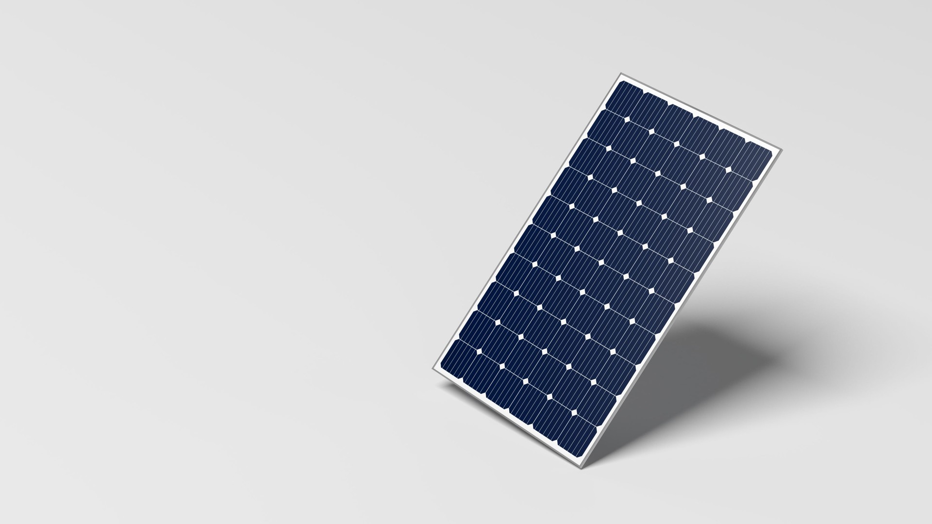 Solar panel isolated on light gray background. Copy space.